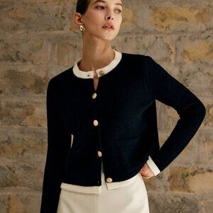Commense Contrast Trim Jersey Cardigan XS